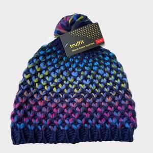 Trufit Ladies’ Cable Knit Winter Hat Blue NWT One Size